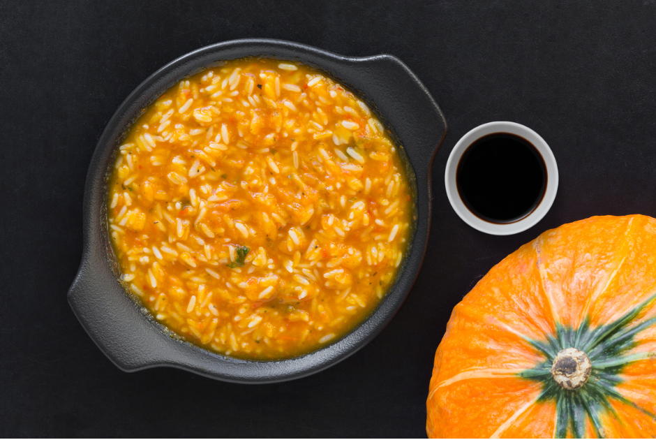 Risotto di zucca e aglio nero gourmet